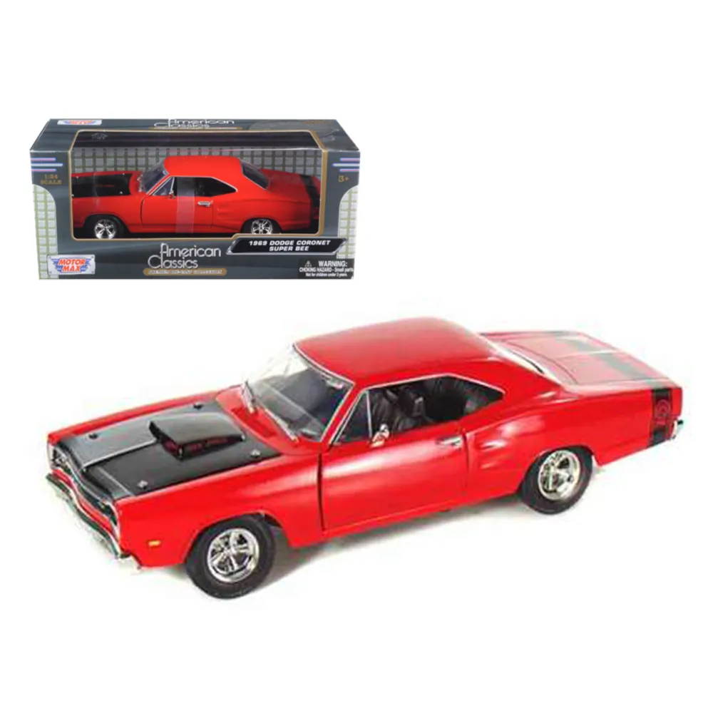 Motormax 73315r — 1969 Dodge Coronet Super Bee Yellow 1/24 Diecast Model Car