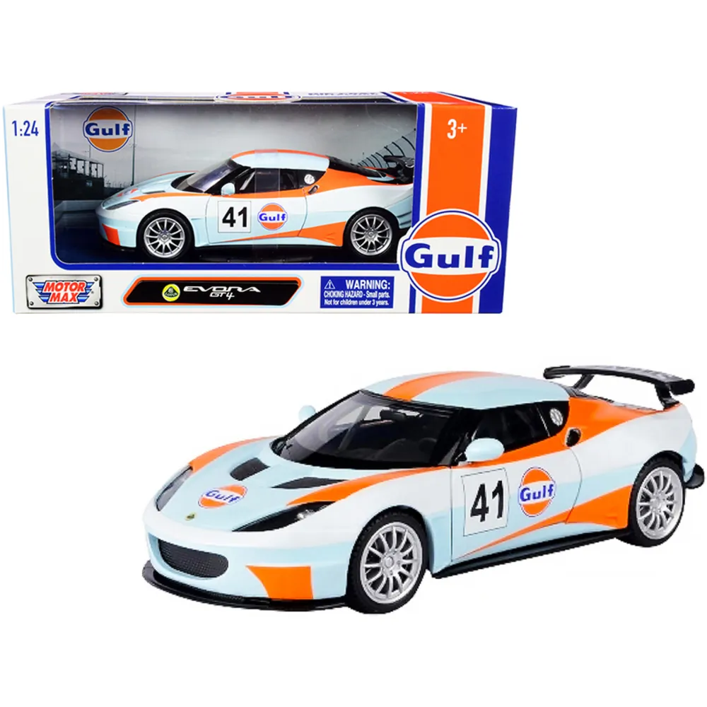 Motormax 79660 — Lotus Evora GT4 #41 Gulf Oil Diecast Model 1/24 Scale