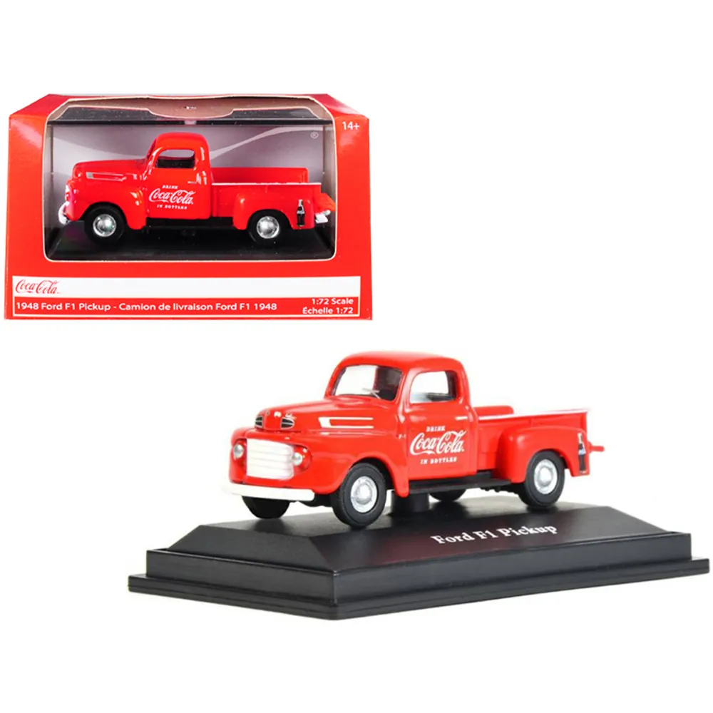 Motorcity Classics 472001 — 1/72 Diecast 1948 Ford F1 Pickup Truck - Coca-Cola Red