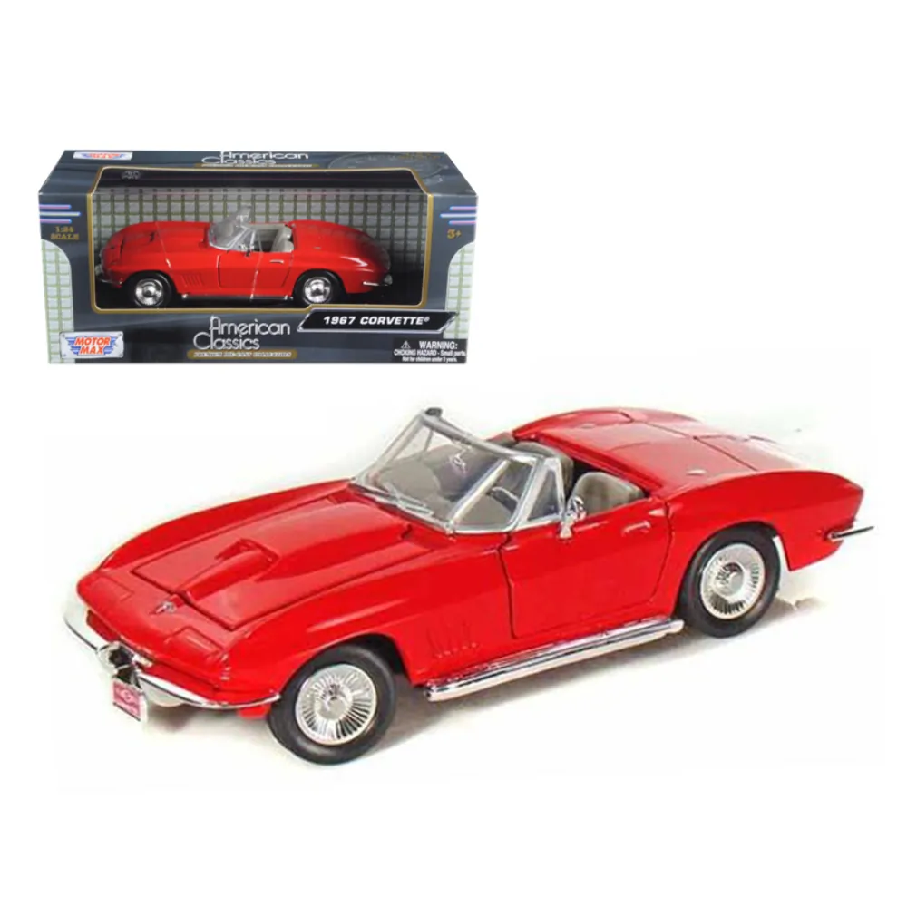 Motormax 73224bk — 1967 Chevrolet Corvette Convertible Black Diecast Model 1:24