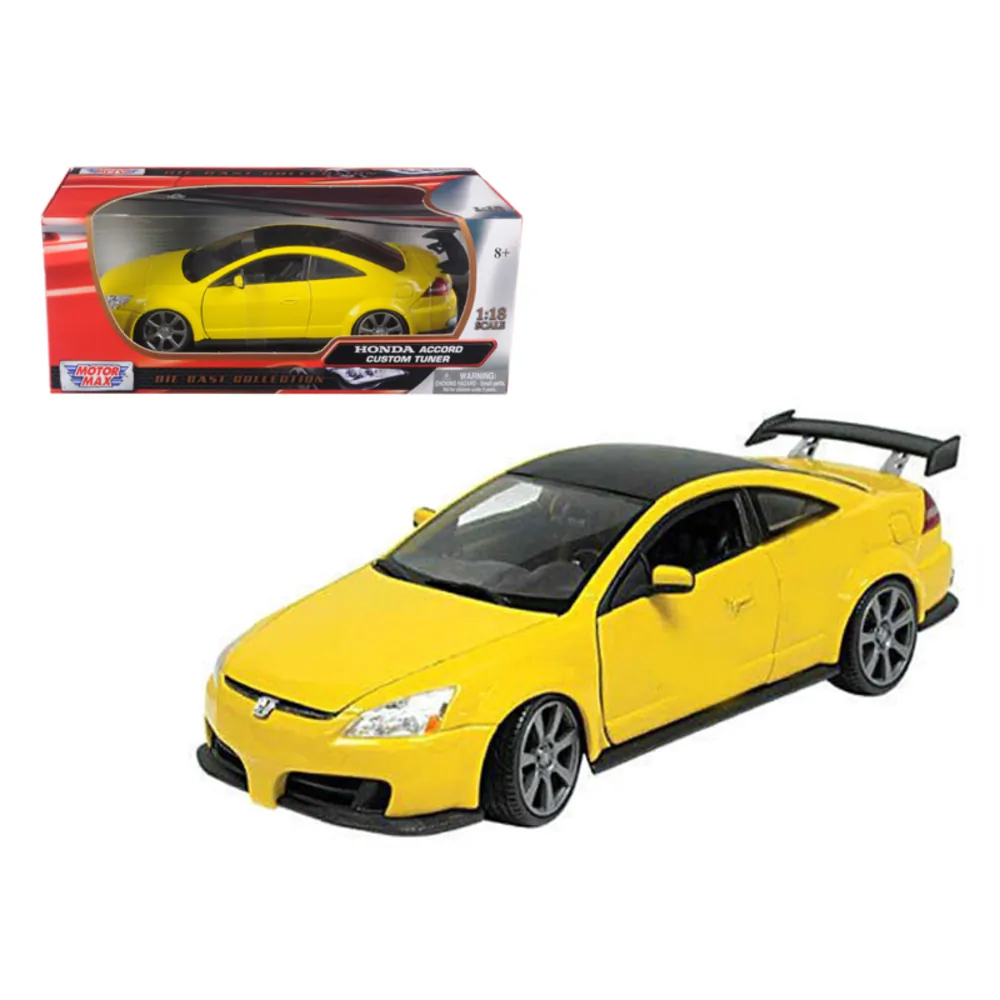 Motormax 73146gry — 2003 Honda Accord Custom Tuner Yellow 1:18 Diecast Model Car