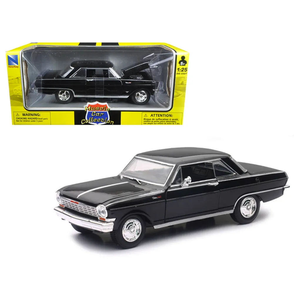 New Ray 71823B — 1964 Chevrolet Nova SS Black Diecast Model Car 1:25 Scale