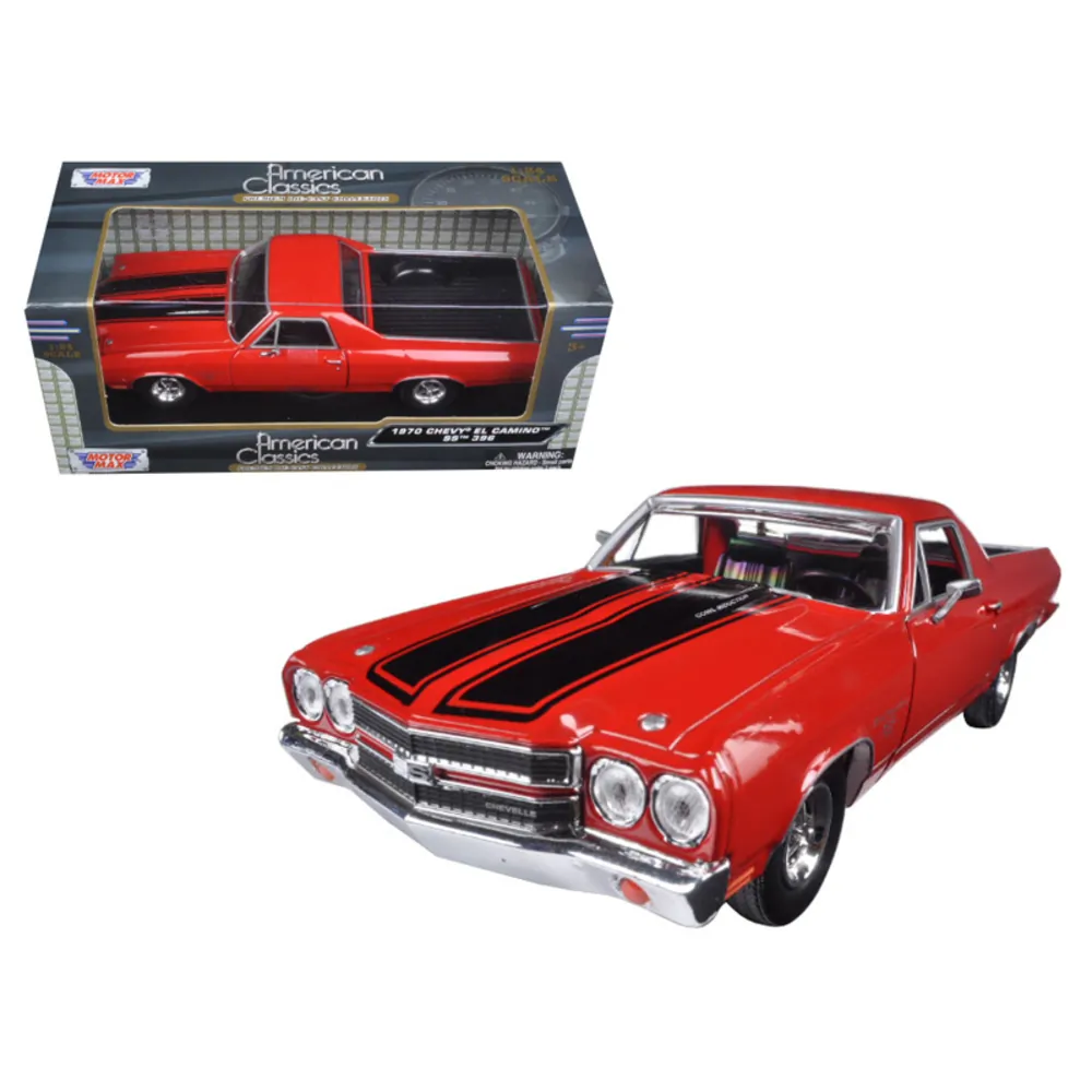 Motormax 79347r — 1970 Chevrolet El Camino SS 396 Diecast Model Car - Red/Black