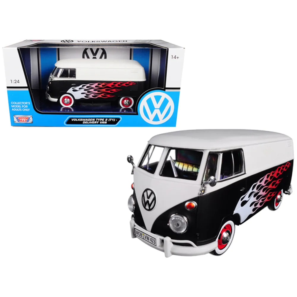 Motormax 79566FLM — Volkswagen Type 2 (T1) Flames Delivery Van 1:24 Diecast Model