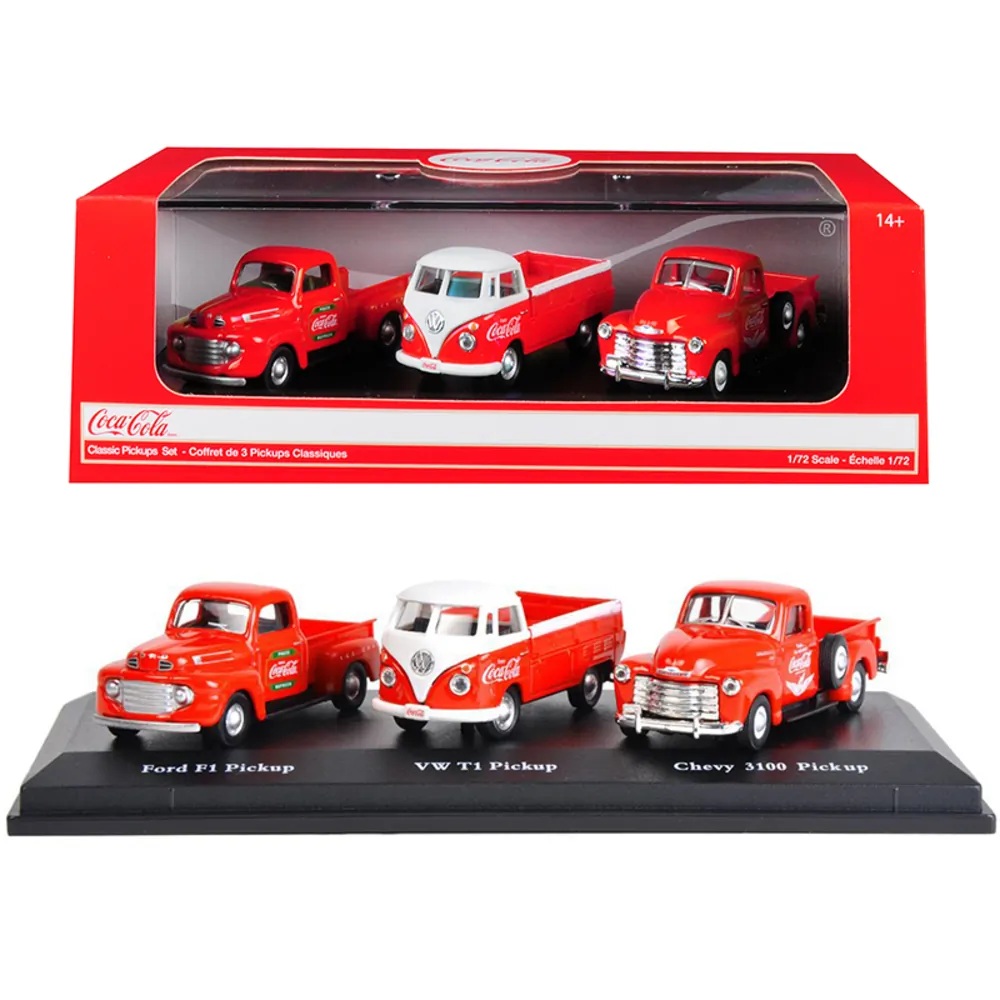 Motorcity Classics 472100 — Coca Cola Classic Pickup Trucks Diecast Model Set - 1/72 Scale