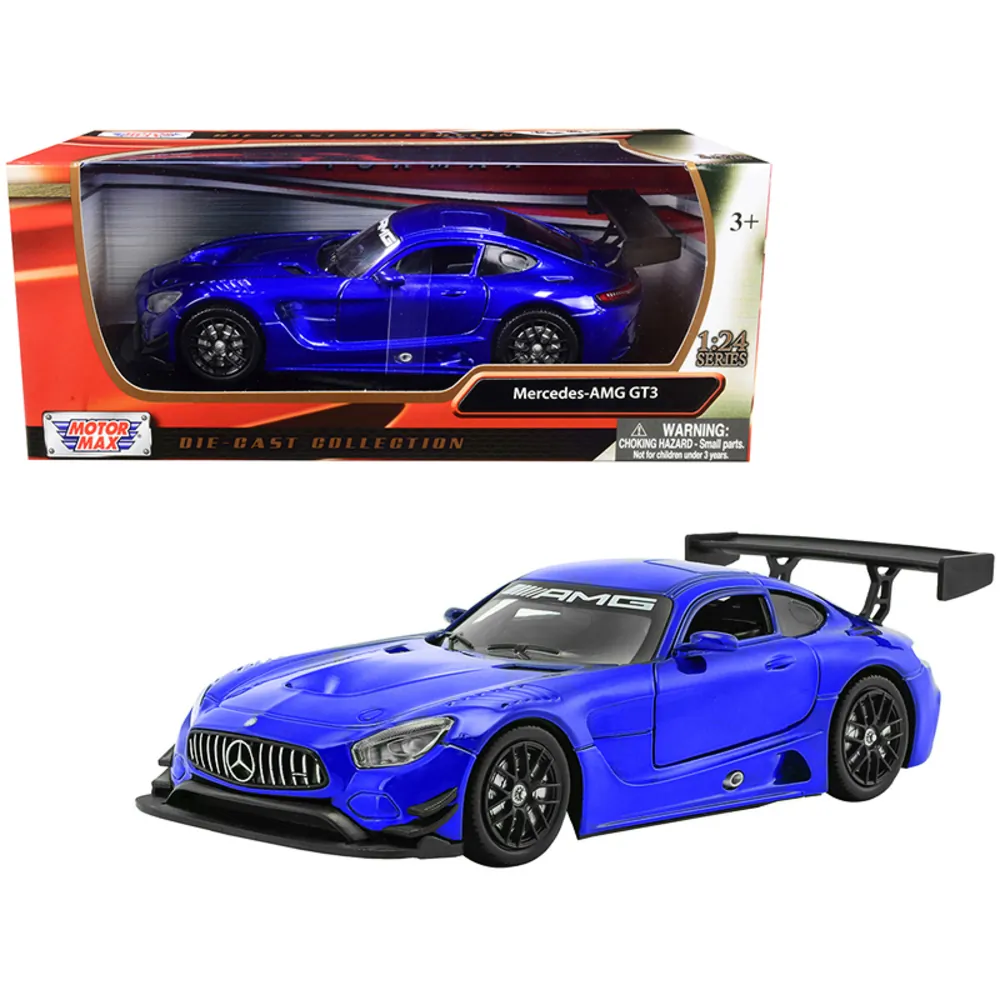 Motormax 73386bl — Mercedes AMG GT3 Diecast Model Car - Bright Blue 1/24 Scale