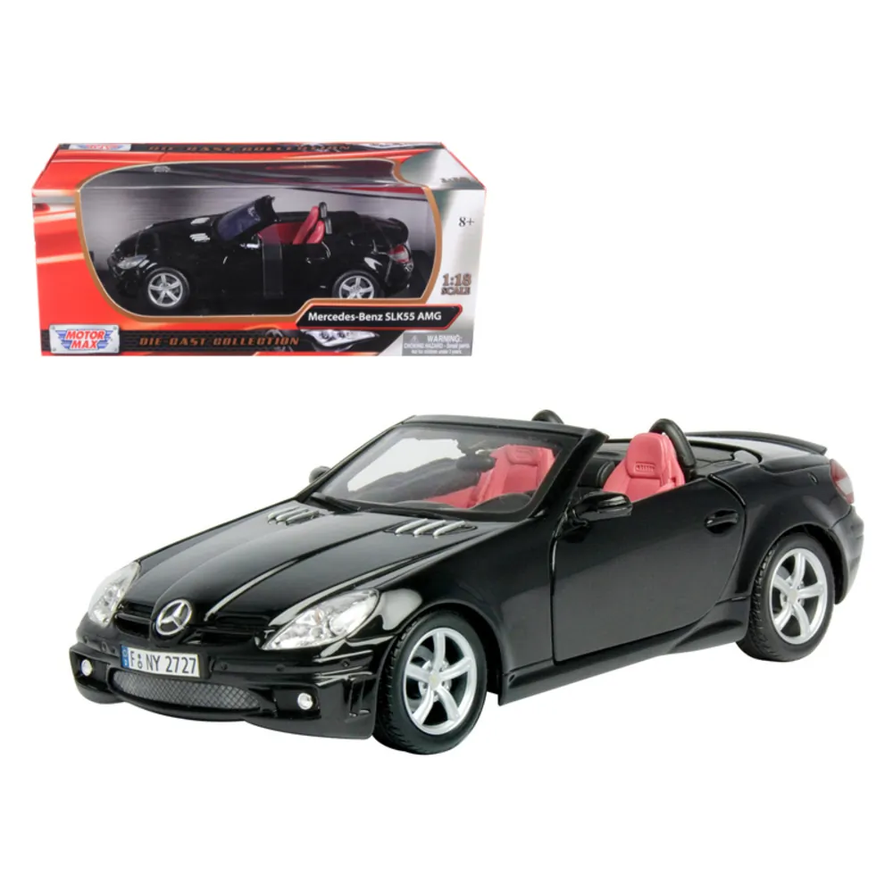 Motormax 73162bk — Mercedes Benz SLK 55 AMG Silver Blue Diecast Model 1:18