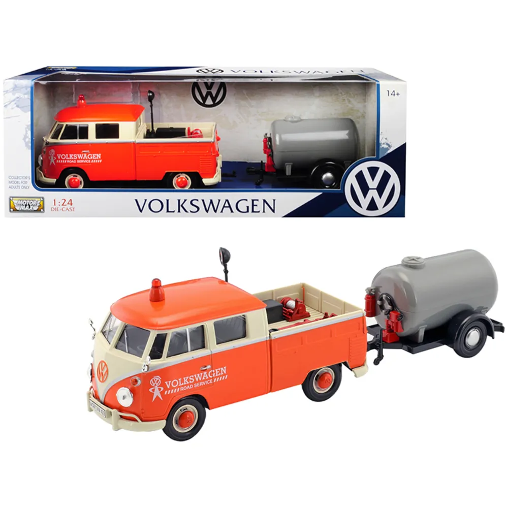 Motormax 79674 — Volkswagen Type 2 (T1) Pickup Truck with Oil Trailer Model