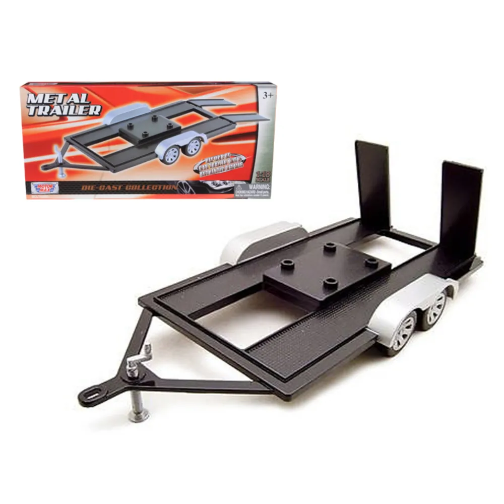 Motormax 76009 — 1/18 Scale Diecast Car Trailer with Folding Ramps