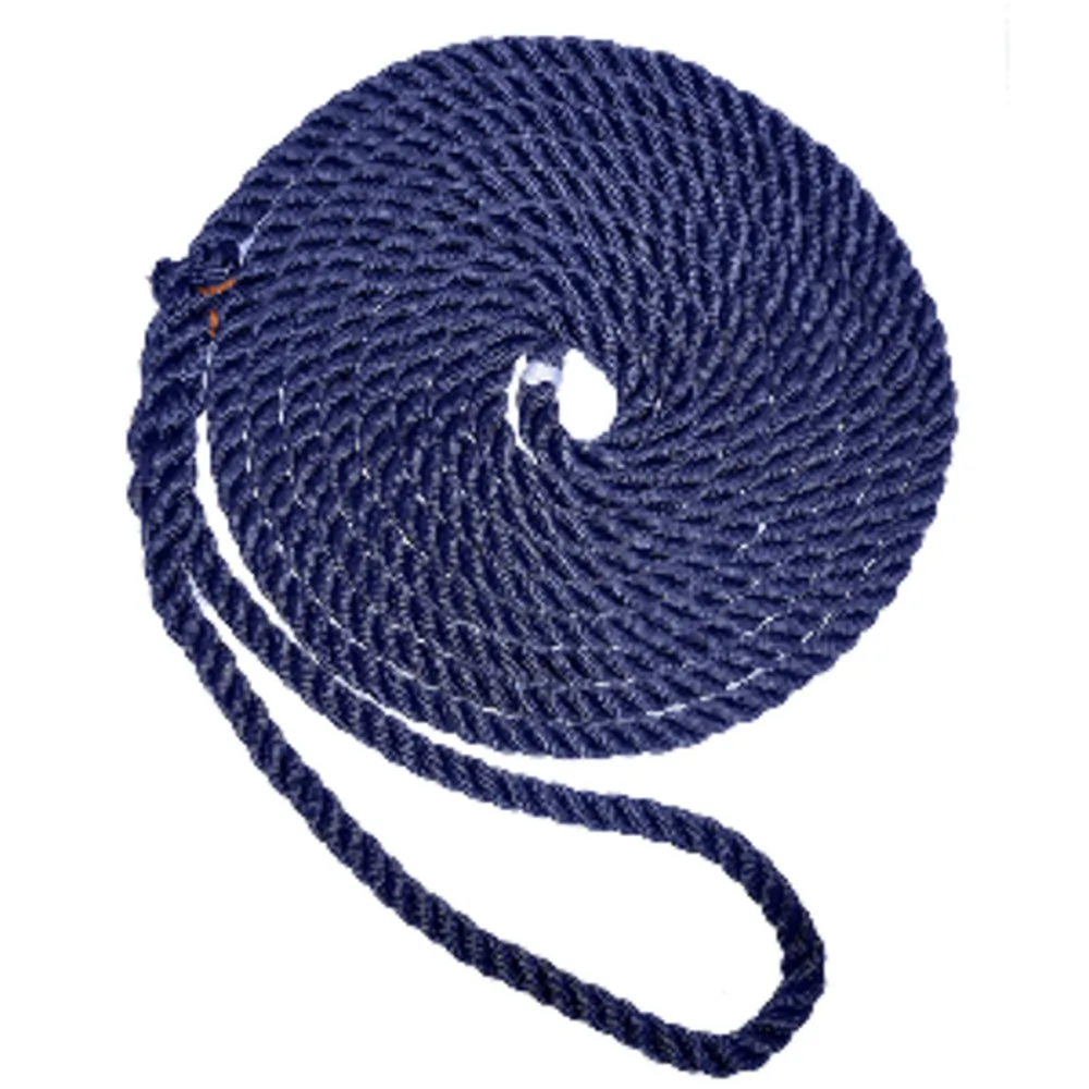 New England Ropes C6053-20-00015 — New England Ropes 5/8" X 15' Premium Nylon 3 Strand Dock Line - Navy Blue