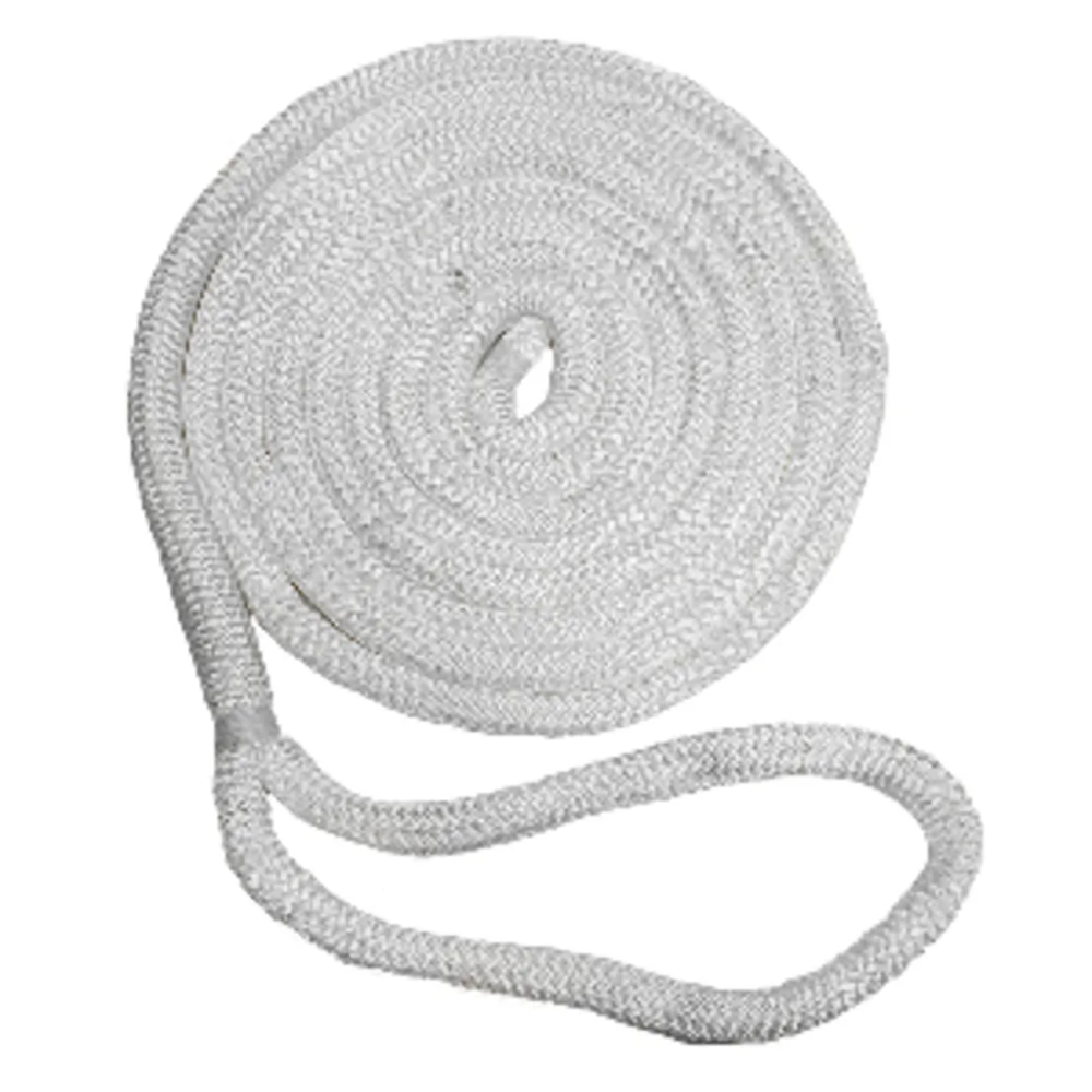 New England Ropes C5050-12-00015 — New England Ropes 3/8" x 15' Nylon Double Braid Dock Line - White