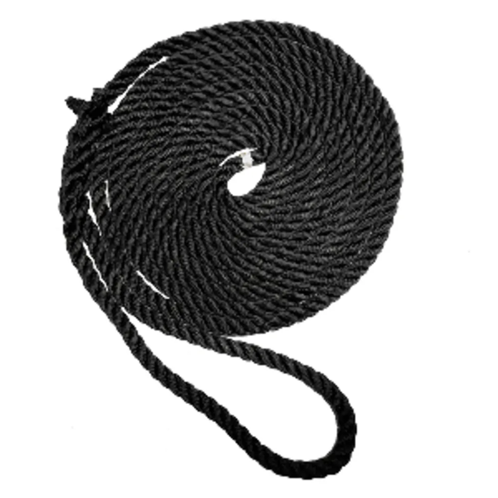 New England Ropes C6054-24-00035 — New England Ropes 3/4" X 35' Premium Nylon 3 Strand Dock Line - Black