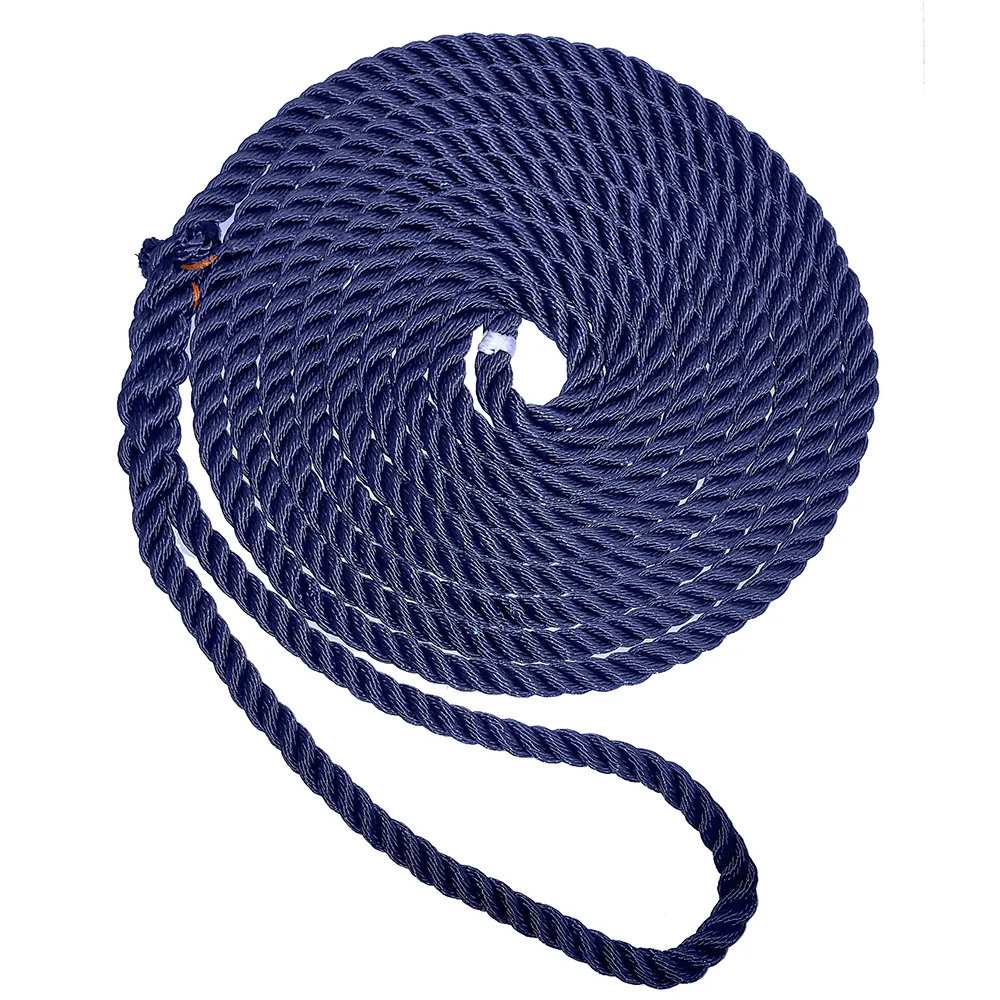 New England Ropes C6053-12-00025 — Navy Blue 3/8" x 25' Heavy-Duty Nylon Dock Line