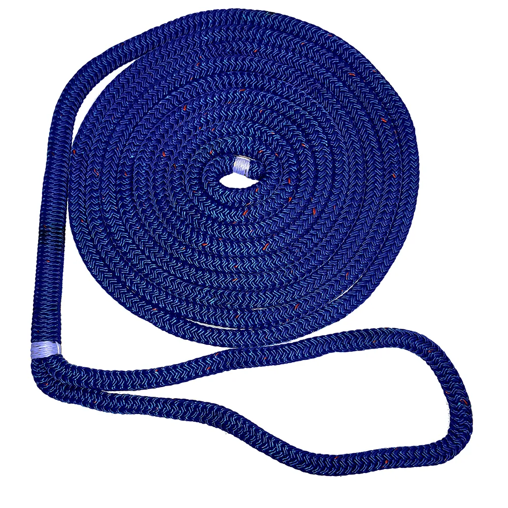 New England Ropes C5053-16-00015 — Nylon Double Braid Dock Line 1/2" x 15' - Blue with Tracer