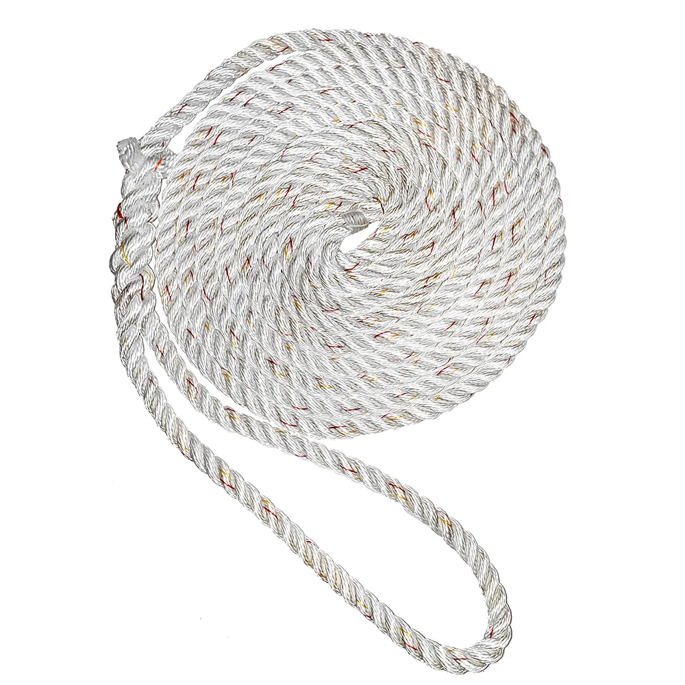 New England Ropes C6050-24-00050 — 3/4" x 50' Premium Nylon Dock Line - White with Tracer
