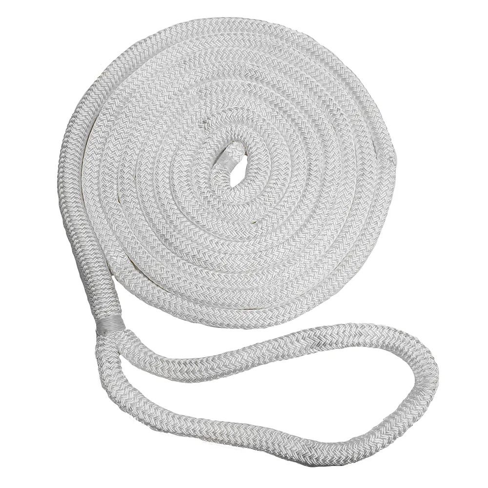 New England Ropes C5050-16-00025 — 1/2" x 25' White Nylon Dock Line - Double Braid