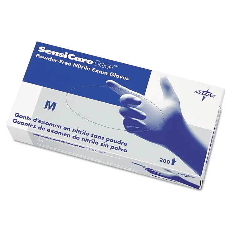 MEDLINE INDUSTRIES INC MII MDS6804 — Medline SensiCare Ice Blue Nitrile Exam Gloves - X-Large Size - Nitrile - Blue - Powder-free, Comfortable, Durable, Beaded Cuff, Latex-free, Non-sterile, Textured Fingertip, Chemical Resistant - For Medical - 230 / Box - 9.50 Glove Length