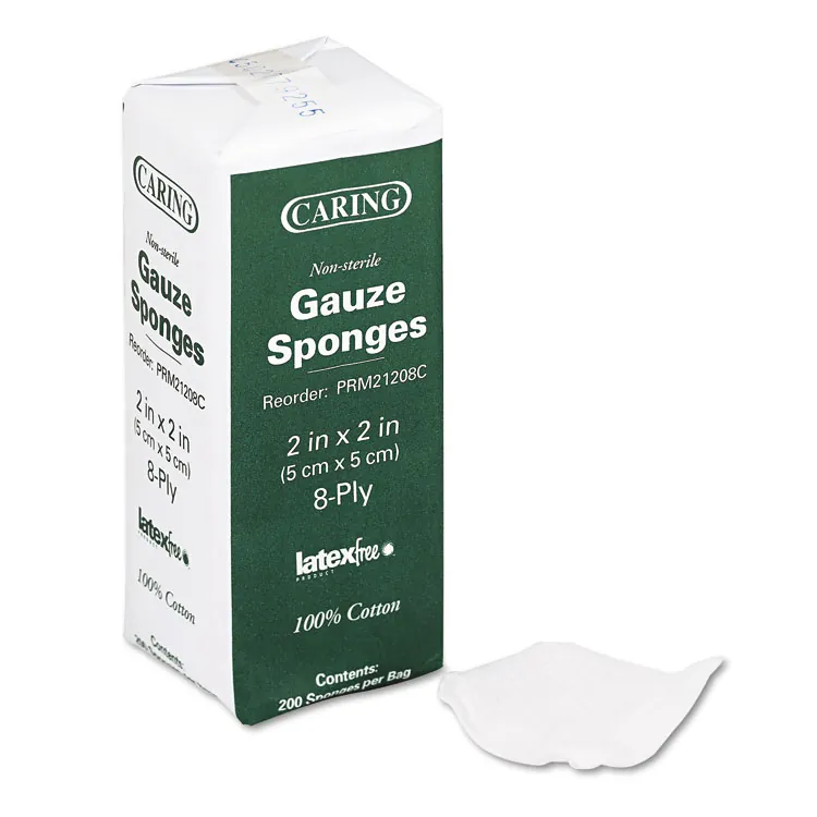 MEDLINE INDUSTRIES INC MII PRM21408C — Caring Non-sterile Cotton Gauze Sponges - 8 Ply - 4 x 4 - 200/Pack