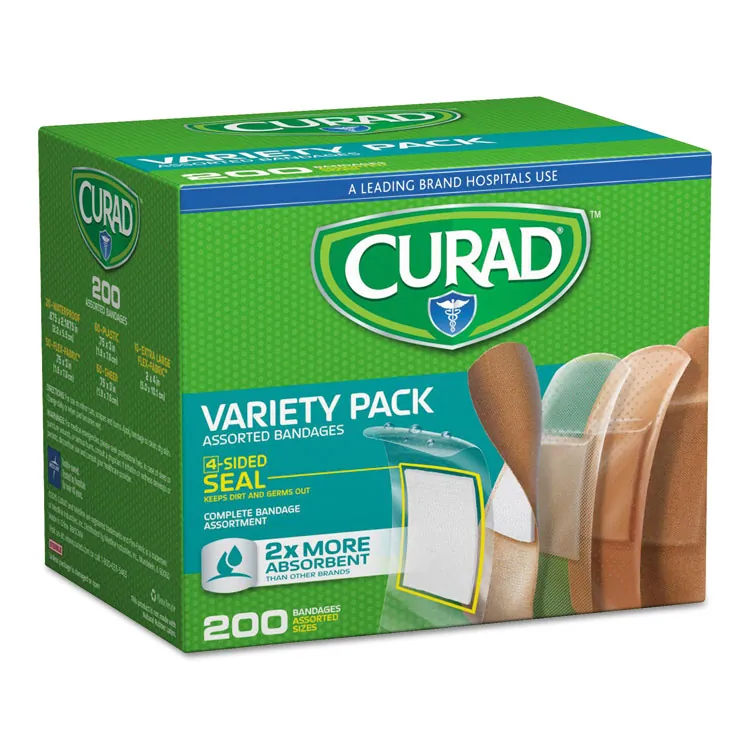 MEDLINE INDUSTRIES INC MII CUR0800RB — Curad Variety Pack 4-sided Seal Bandages - 200/Box - Assorted - Fabric, Plastic