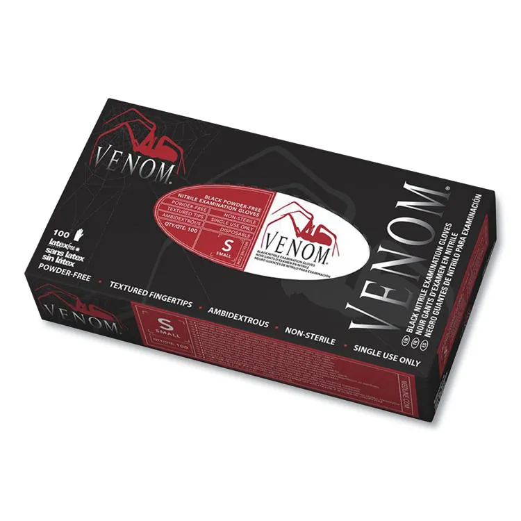 MEDLINE INDUSTRIES INC MII MG6113 — Medline Venom Nonsterile Nitrile Glove - Large Size - Nitrile - Black - Textured, Latex-free, Powder-free - For Healthcare Working - 100 / Box