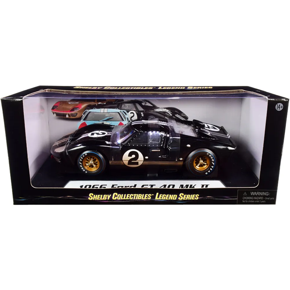 Shelby Collectibles SC431 — 1966 Ford GT-40 MK II #2 Black/Silver Stripes Diecast Model
