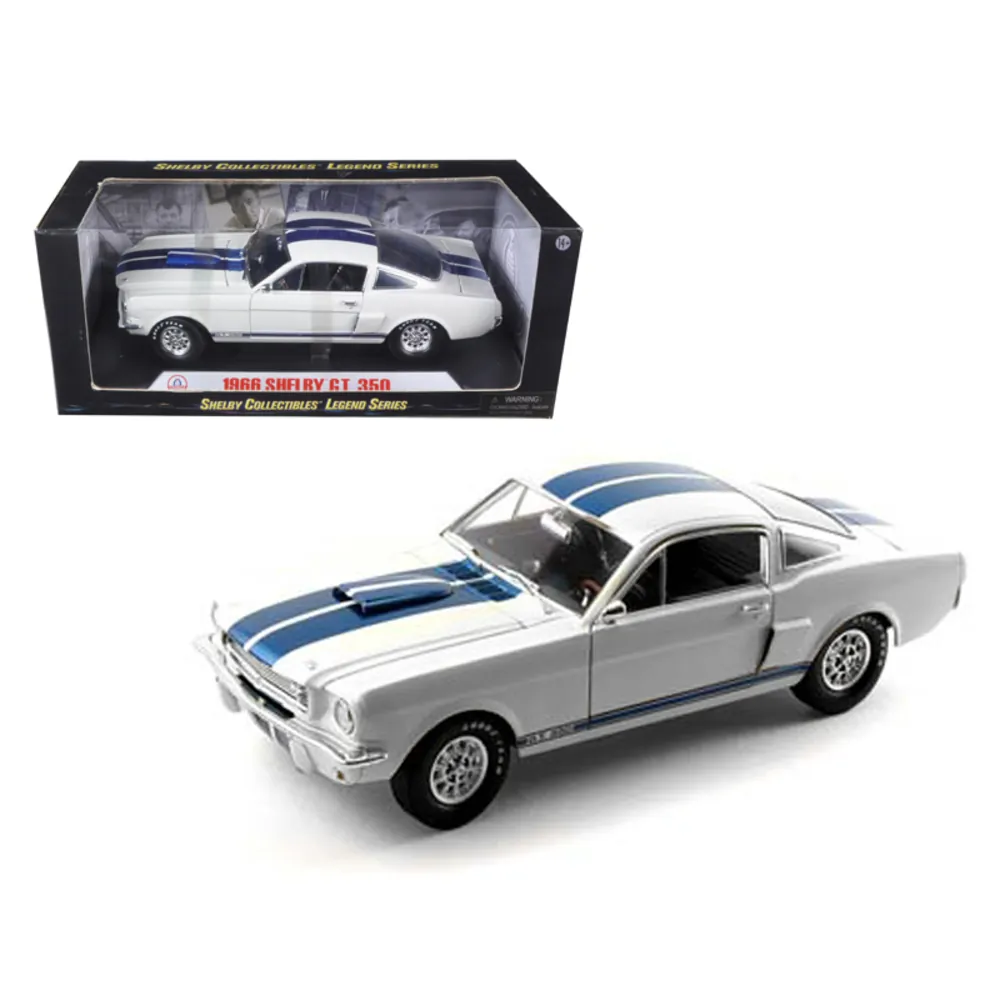 Shelby Collectibles SC160 — 1966 Ford Mustang Shelby GT350 Diecast Model Car - White/Blue