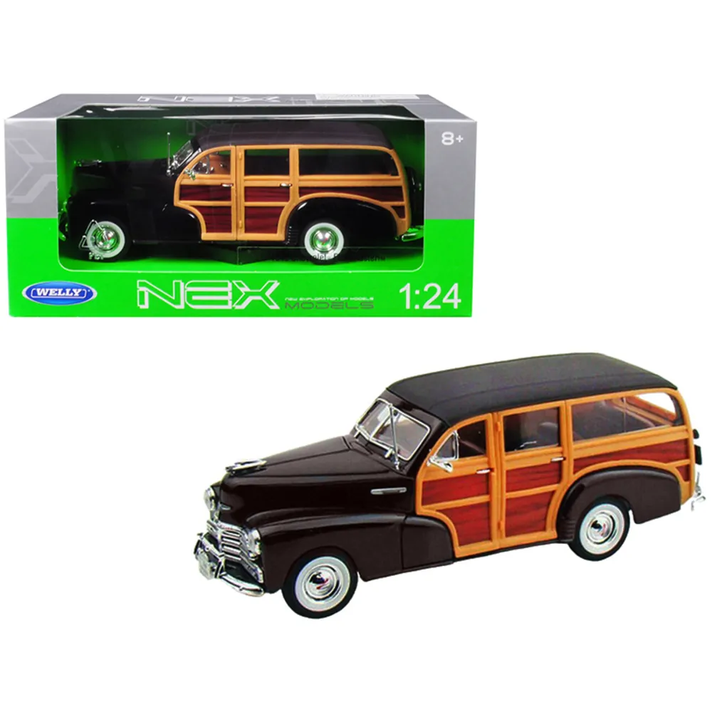 Welly 22083dkbrn — 1948 Chevrolet Woody Fleetmaster Diecast Model Car - Dark Brown