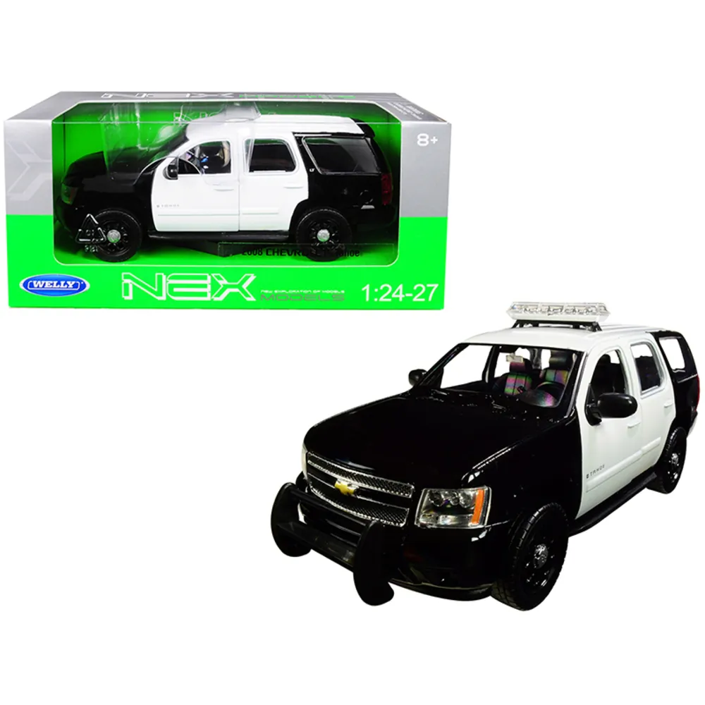 Welly 22509BKWHP-W — 2008 Chevrolet Tahoe Police Diecast Model Car Black/White
