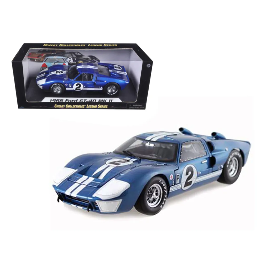 Shelby Collectibles SC401 — 1966 Ford GT40 Mark II #2 Blue 1/18 Diecast Car Model