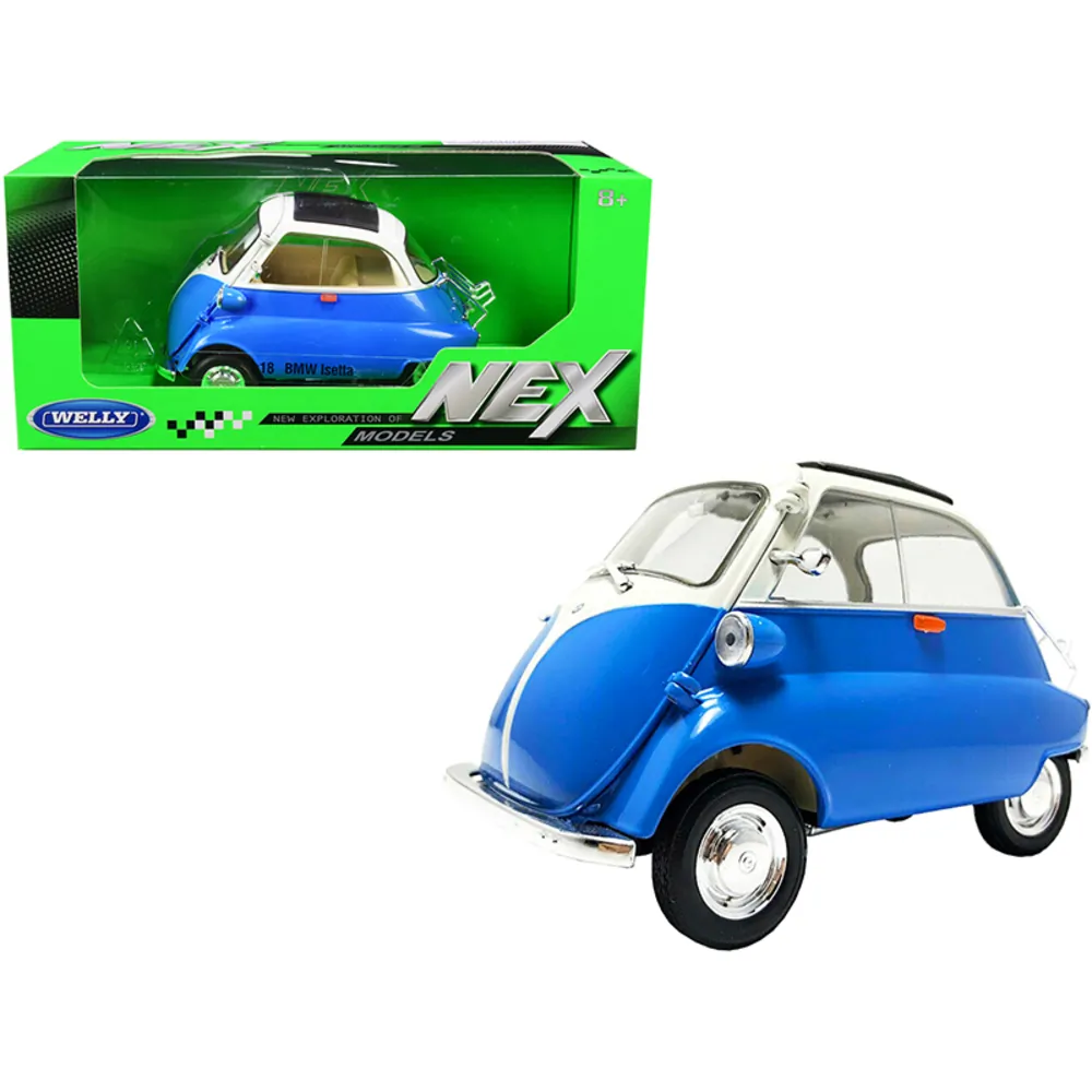 Welly 24096bl — BMW Isetta Blue & White Diecast Model Car 1:18 Scale
