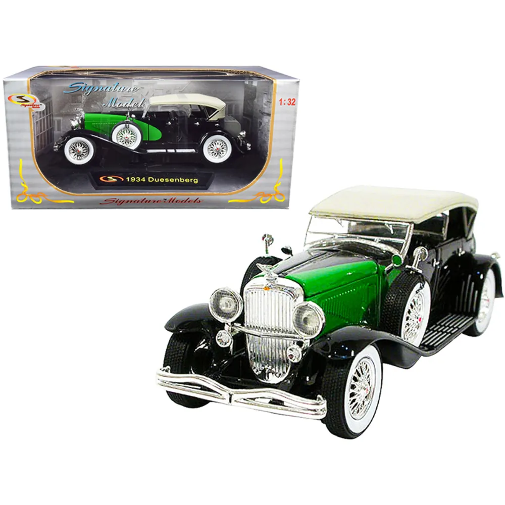 Signature Models 32310bk — 1934 Duesenberg Black and Green 1/32 Diecast Model Car