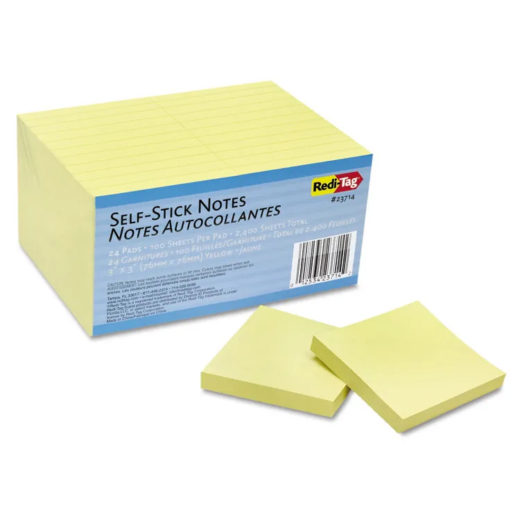 REDITAG CORPORATION RTG 23701 — Redi-Tag Self-Stick Recycled Neon Notes - 400 x Neon Pink, 400 x Neon Green, 400 x Neon Yellow - 1.50 x 2 - Rectangle - 100 Sheets per Pad - Neon Pink, Neon Yellow, Neon Green - Self-stick, Solvent-free Adhesive, Water Based, Repositionable, Removable, Residue-free, Writable - 12 / Pack