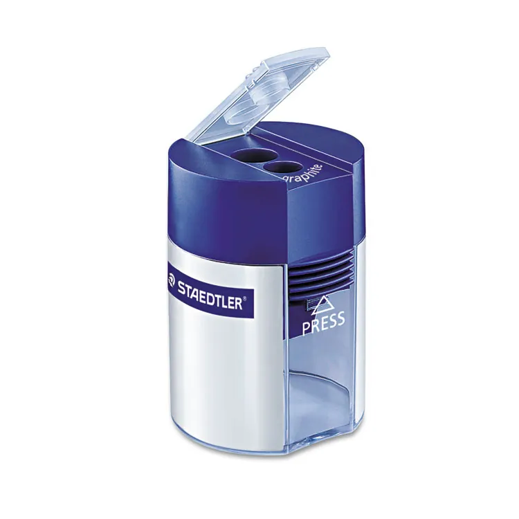 STAEDTLER MARS GMBH 512 001 — Dual-Hole Handheld Pencil Sharpener - Blue/Silver