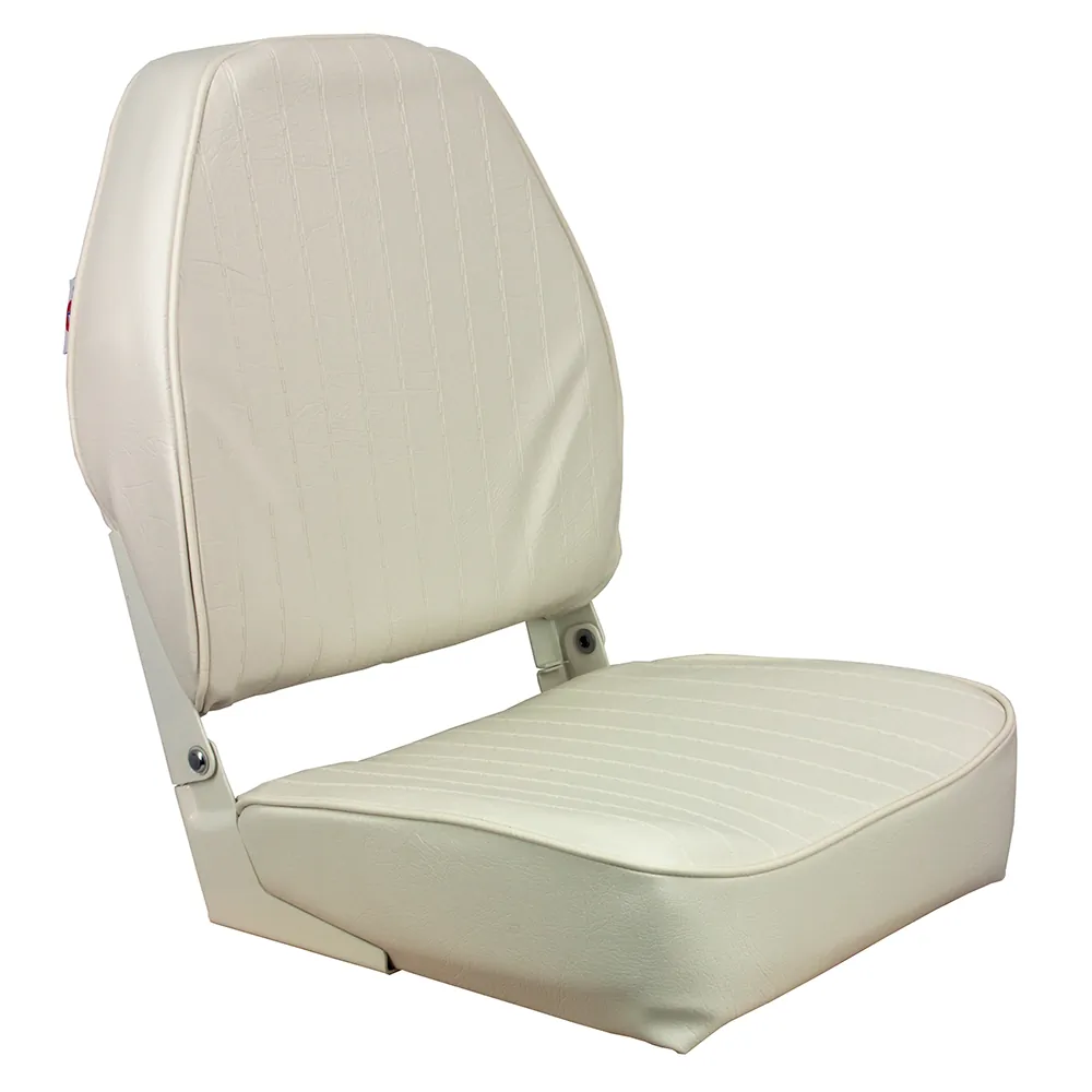 SPRINGFIELD 1040649 - Comfort High Back Folding Chair - White with Cushion
