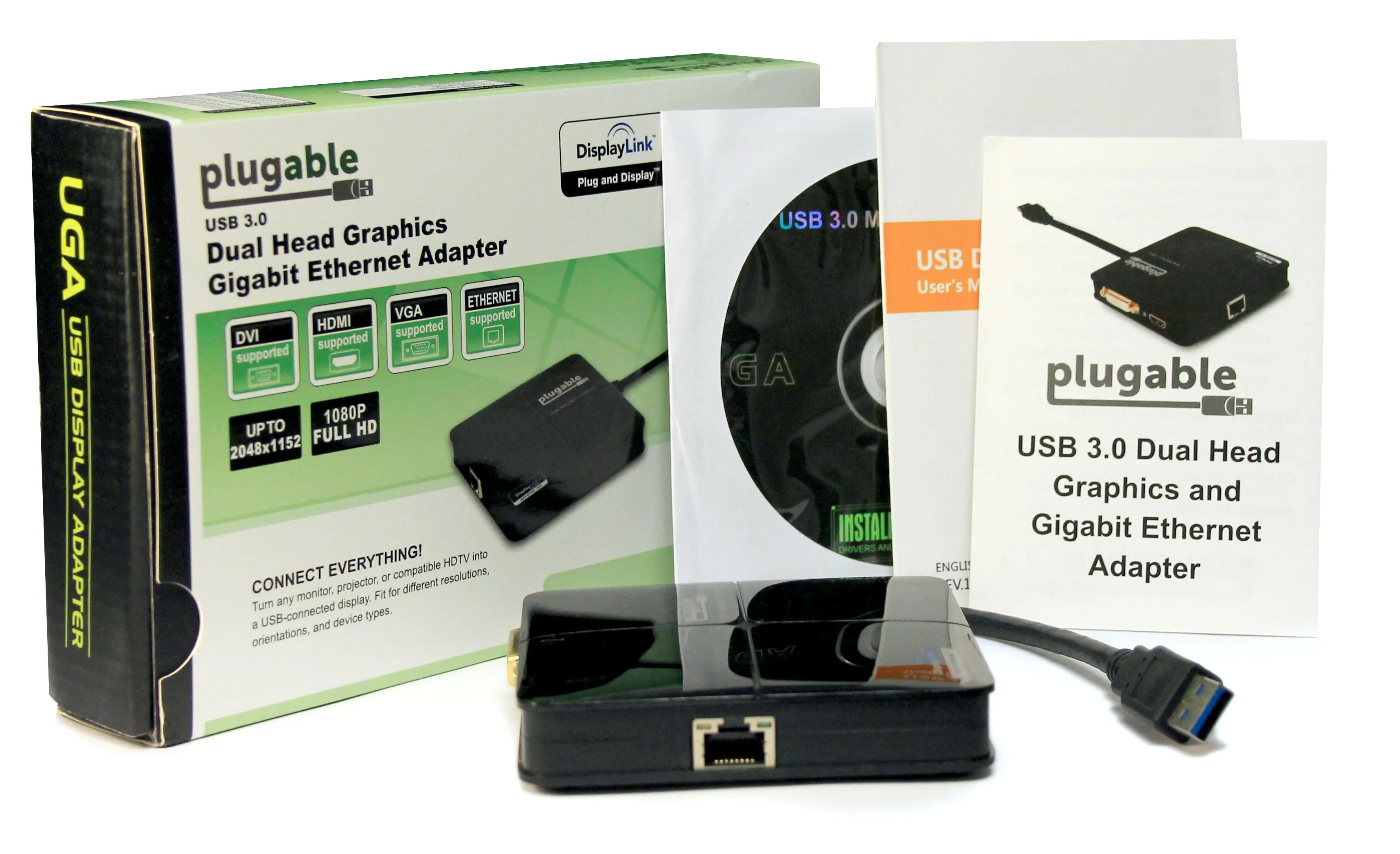Plugable Technologies USB3-3900DHE — PLUGABLE USB 3.0 UNIVERSAL MINI LAPTOP DOCKING STATION FOR WINDOWS AND MAC (DUAL