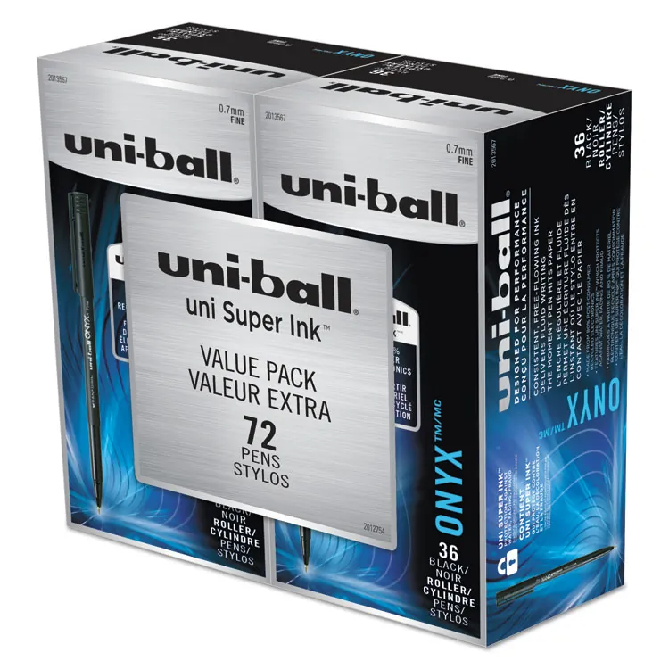 UNIBALL UBC 60145 — uni-ball Onyx Rollerball Pens - Fine Pen Point - 0.7 mm Pen Point Size - Blue - Metal Tip - 12 / Dozen