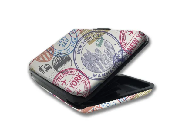 bulk buys EC525 - Stylish City Stamps Print RFID Security Wallet
