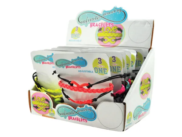 Bulk Buys EN899 — Charming Infinity Friendship Bracelets - Assorted Colors