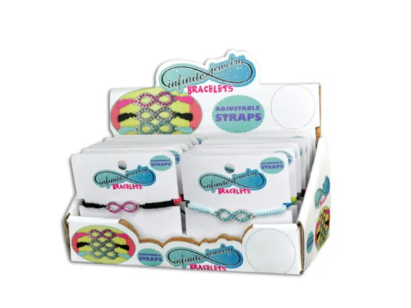Bulk Buys EN898 — Infinity Bracelets - Assorted Colors in Display Box