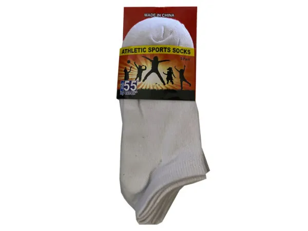 bulk buys BJ395 - Size 10-13 White Athletic No Show Fly Knit Socks - 3 Pack
