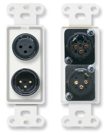 RDL D-XLR2 - XLR Dual Connector Panel with Female and Male Ports