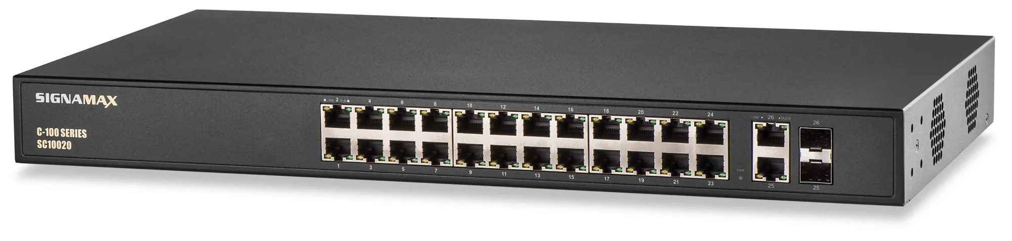 SIGNAMAX CONNECTIVTY SIG-FO-SC10020 — C-100 24-Port PoE+ Managed Ethernet Switch