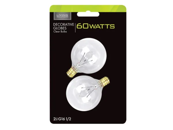 bulk buys DB393 - Living Solutions 2 Pack 60W Decorative Globe Bulbs