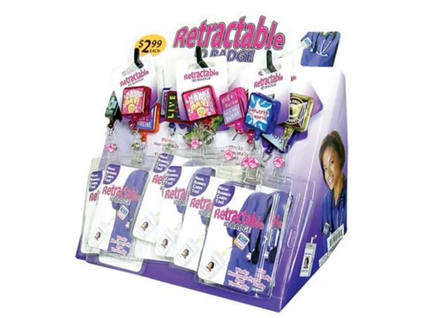 Bulk Buys EN970 — Retractable ID Badge Holders with Gem Design - Assorted Styles