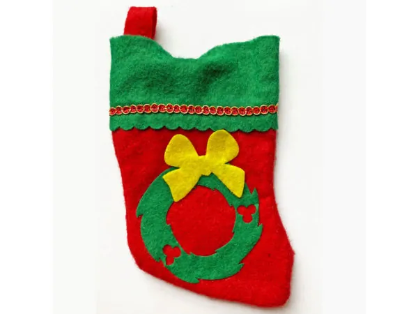 Bulk Buys HR465 — Red Wreath Christmas Mini Stocking for Cheerful Decor