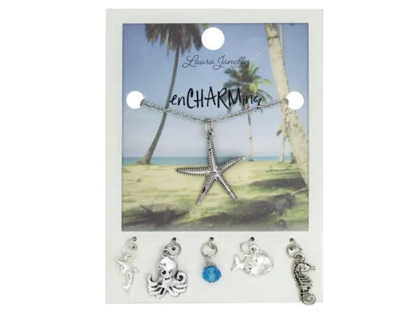 bulk buys GW889 - Ocean-Inspired Starfish Charm Necklace Set
