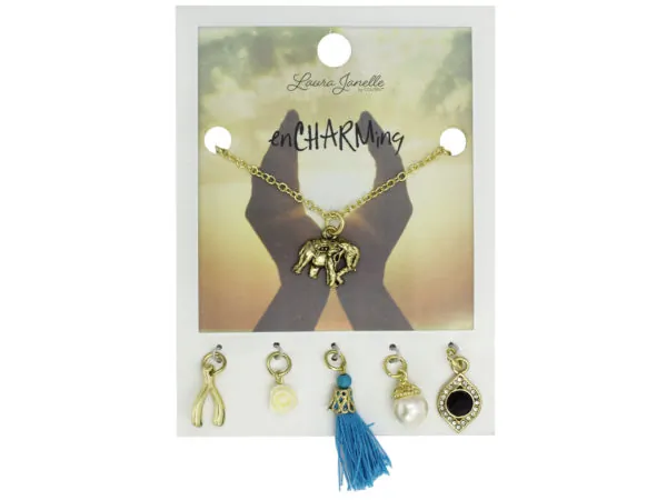 Bulk Buys GW892 — Charming Elephant Necklace with Unique Golden Charms