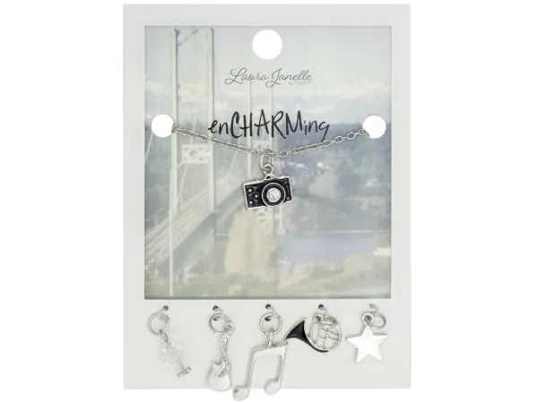 bulk buys GW861 - Charming Camera Necklace with 5 Interchangeable Charms