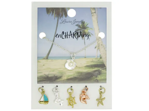 bulk buys GW876 - Charming Nautical Pearl & Beach-themed Necklace Set