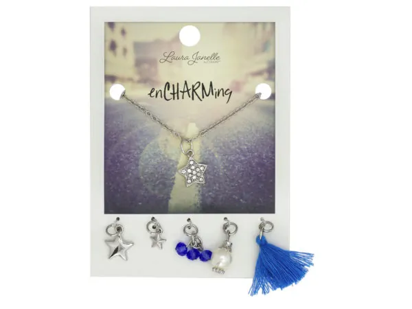 Bulk Buys GW868 — Charming Silver Star Necklace with Gem Accents